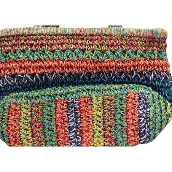 Cappelli Straworld Woven Rafia Beaded Shouder Bag Colorful Boho Beach Summer - Picture 6 of 10